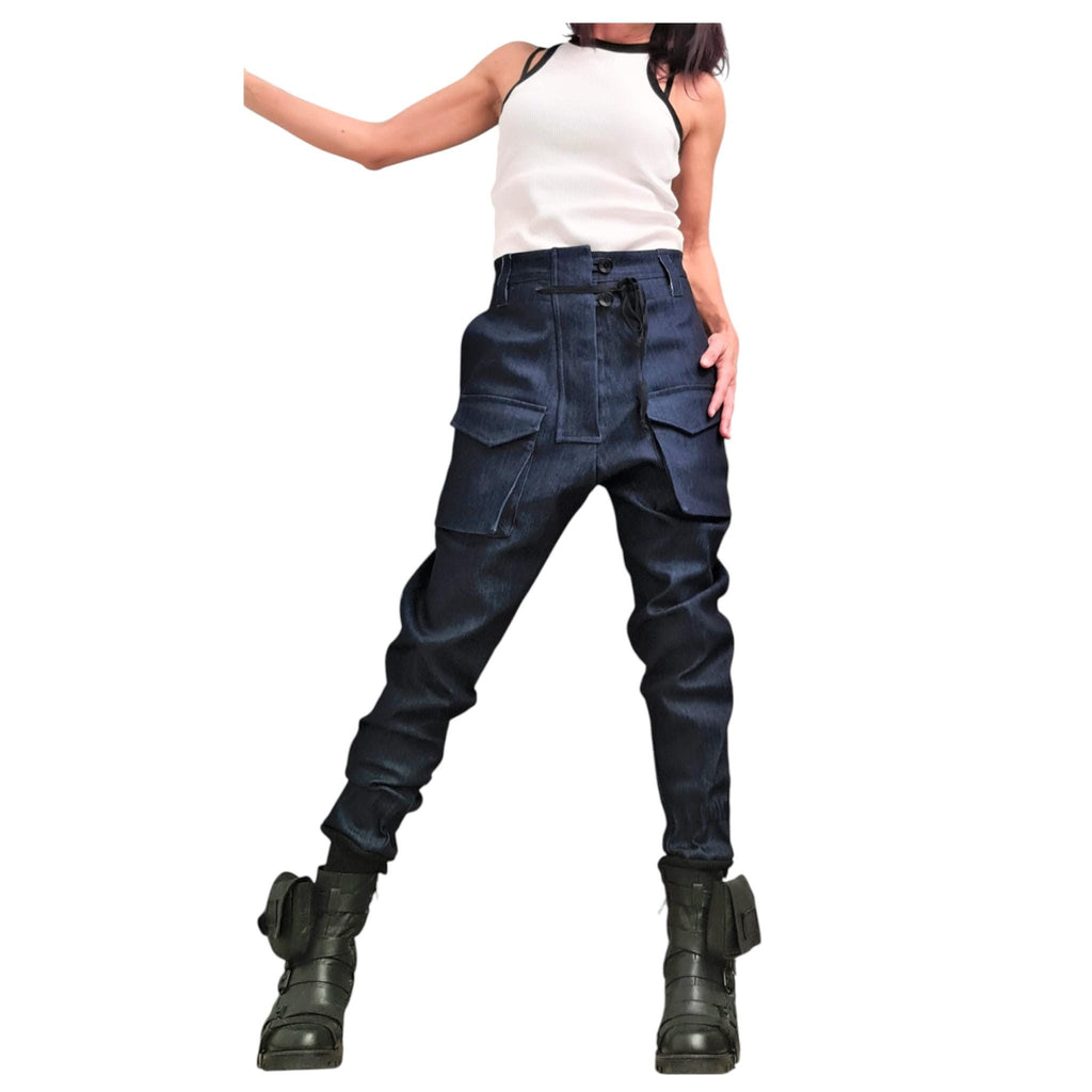 Denim Harem Pants: Urban Casual Style (Loose Fit, Pockets)