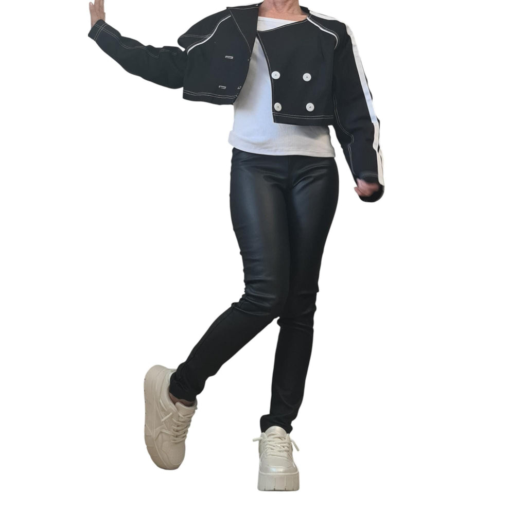 Avant-Garde Denim Trenchcoat Set, Two-Piece Hooded Vest and Cropped Jacket, Black Layered Streetwear, Unisex Statement Outerwear