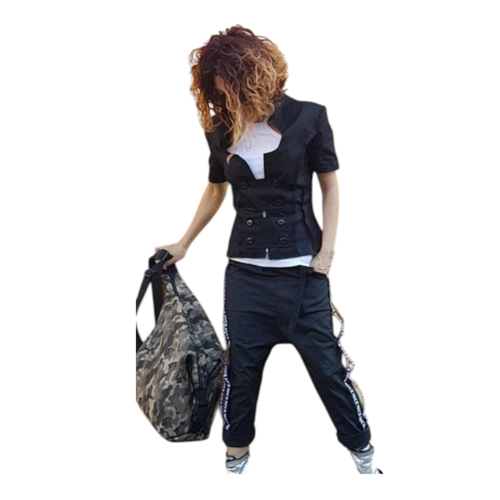 Avant Garde Black Set, Women's Harem Pants, Gothic Costume, Extravagant Blazer