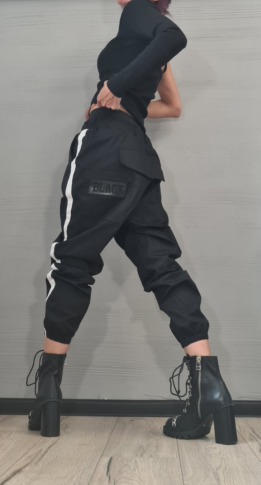 Black Designer Pants, Avant Garde Gothic Cotton Trousers