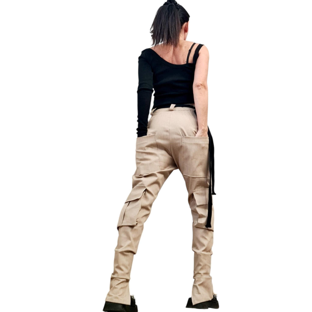 Extravagant Cargo Denim Pants, Fitted Sexy Casual Pants, Outer pockets, New collection DRESSSHOESCODE