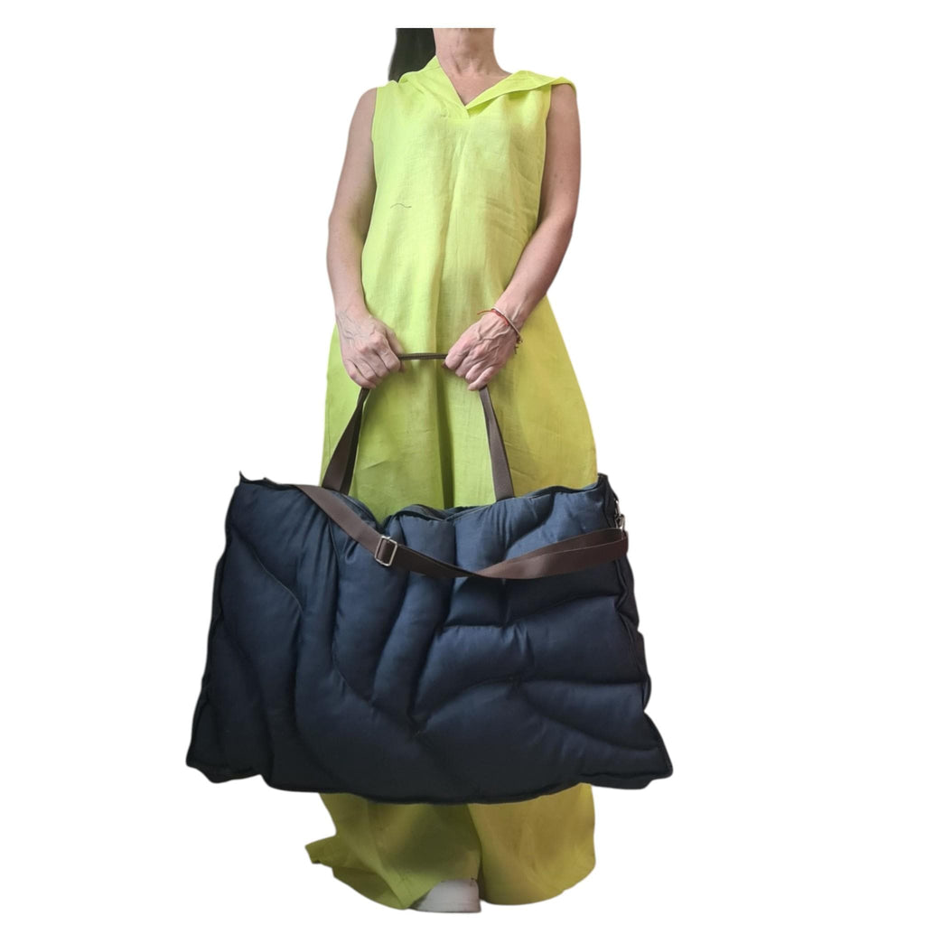 Oversized Quilted Denim Tote Bag, Large Puffer Shoulder Carryall, Puffy Hobo Shopper, Handmade Accessory