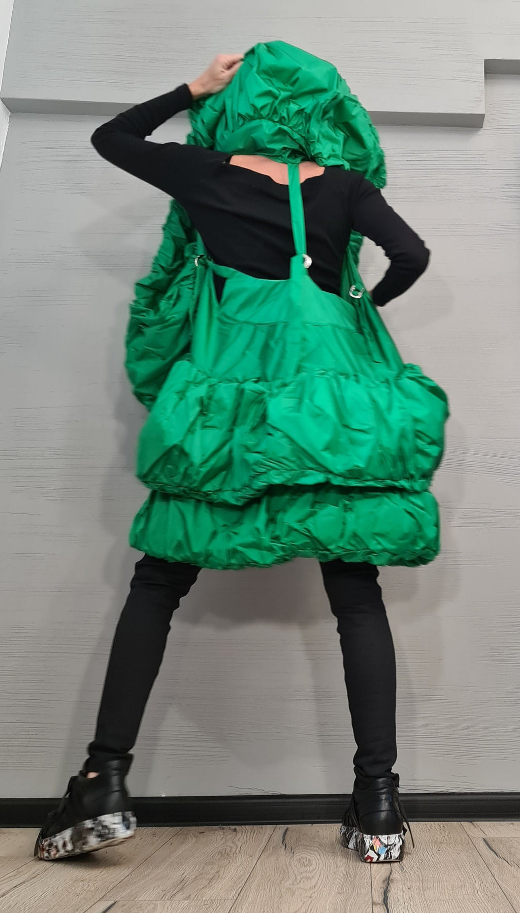 Green Oversized Puffer Vest, Sleeveless Winter Jacket, Plus Size Gilet