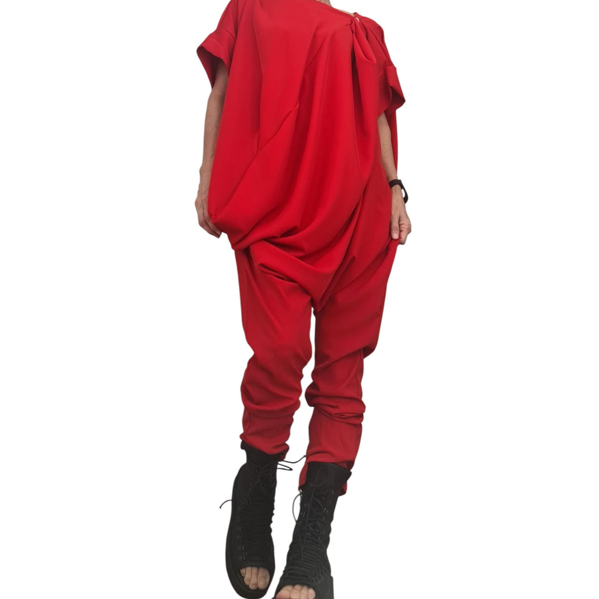 Asymmetric Harem Jumpsuit, Extravagant Wide Leg Boho Overall
