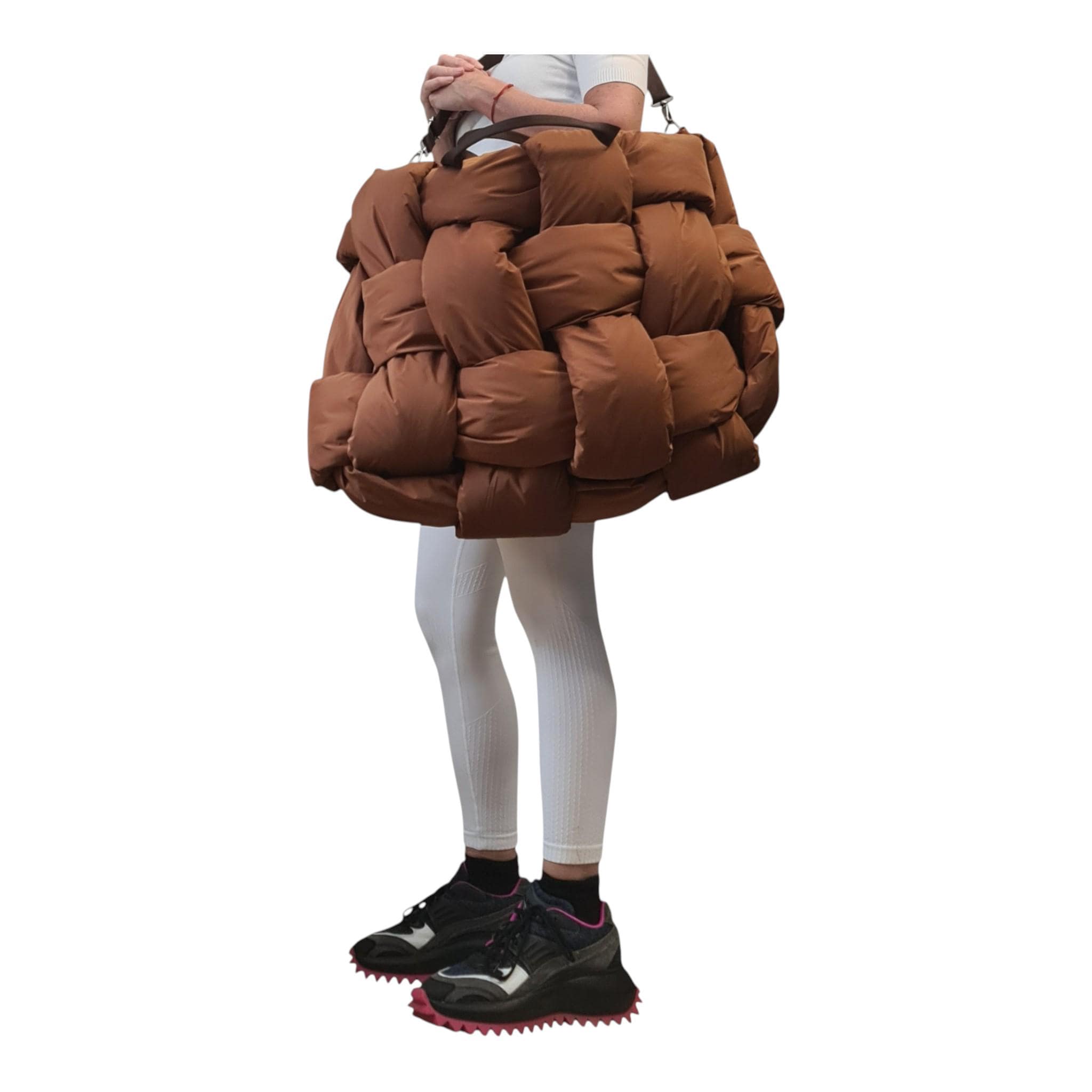 Avant Garde Brown Puffer Bag, Oversized Quilted Tote, Extravagant Bag