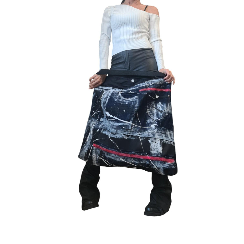 Oversized Handmade Denim Tote, Avant Garde Large Hand-Painted Artistic Bag