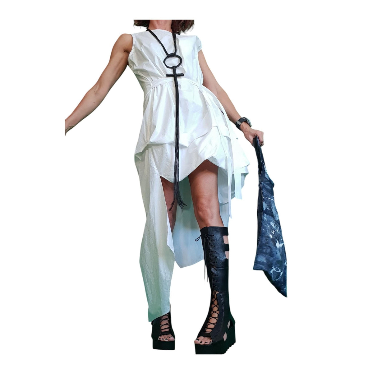 White Asymmetric Dress, Plus Size Clothing, Oversize Tunic