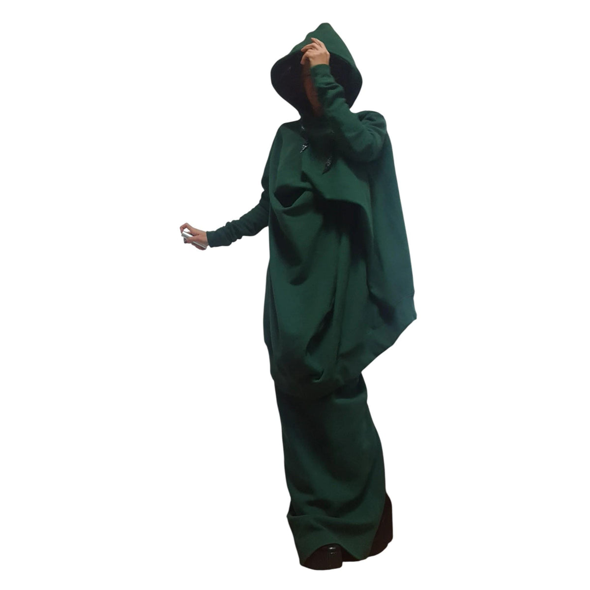Brown Cotton Wrap Maxi Skirt, Oversized Asymmetrical Hooded Tunic, Two-Piece Co-Ord Set, Plus Size