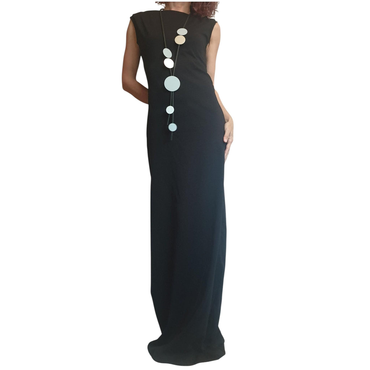 Black Gothic Maxi Dress Open Back Cotton French Terry Sleeveless Long Dress Women