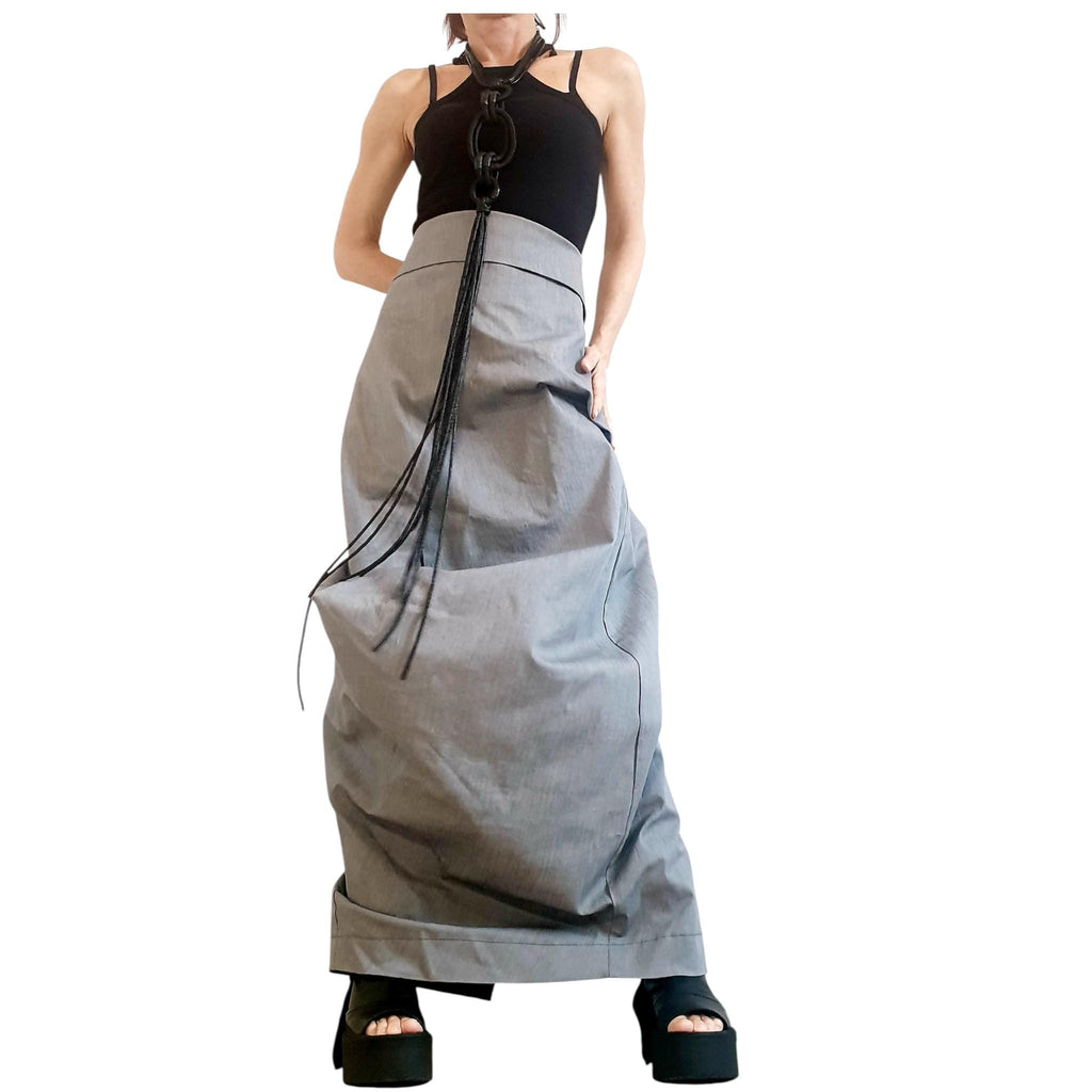 Asymmetric Wrap Maxi Skirt, Gothic A-Line Cocktail Skirt