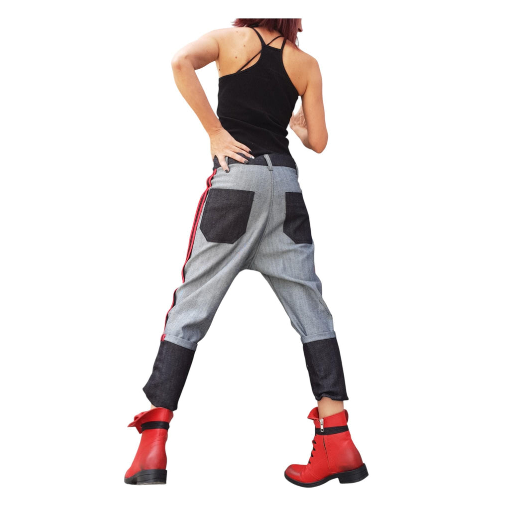 Denim Harem Pants: Women Boho Baggy Unisex Trousers