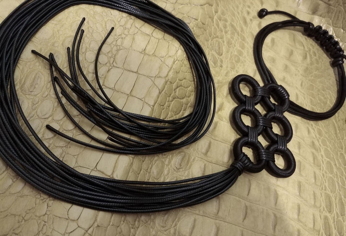 Geometric Leather Long Necklace, Avant Garde Gothic Handmade Jewelry