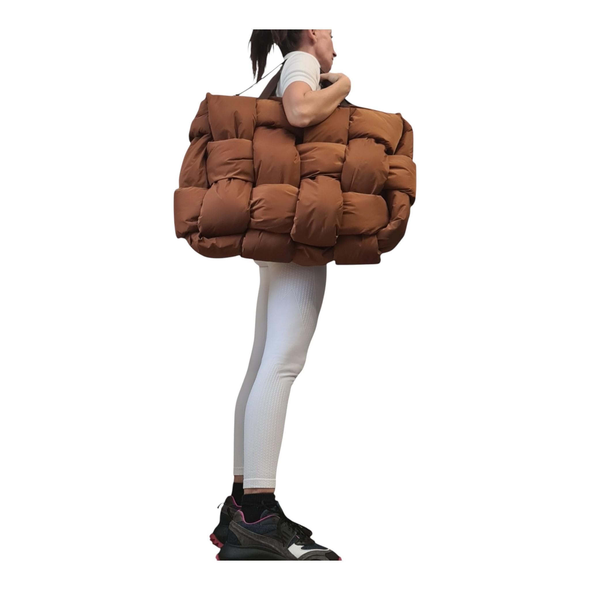 Avant Garde Brown Puffer Bag, Oversized Quilted Tote, Extravagant Bag