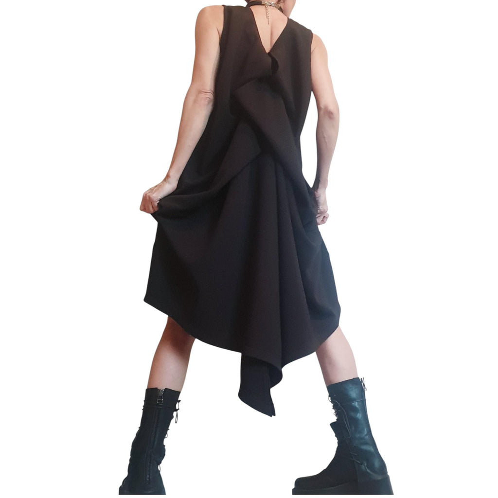 Asymmetric Dress, Cocktail Dress, Black Extravagant Dress, Avant Garde Dress, Sleeveless Dress, Futuristic Dress, Sexy Dress,