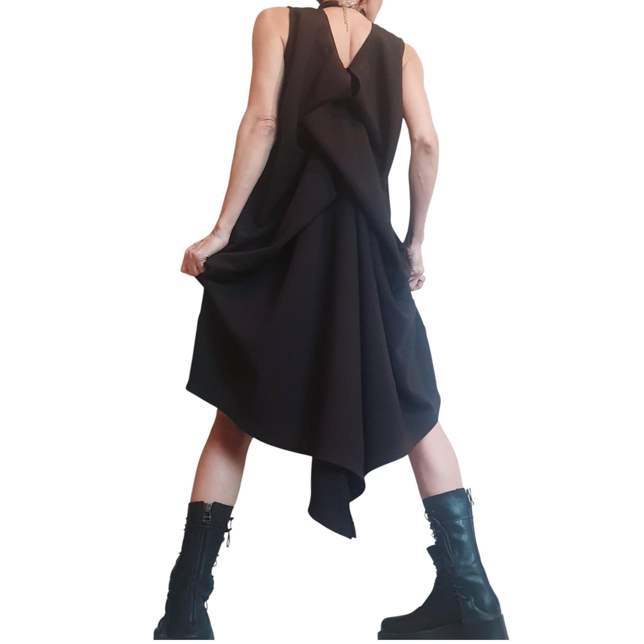 Asymmetric Dress, Cocktail Dress, Black Extravagant Dress, Avant Garde Dress, Sleeveless Dress, Futuristic Dress, Sexy Dress,