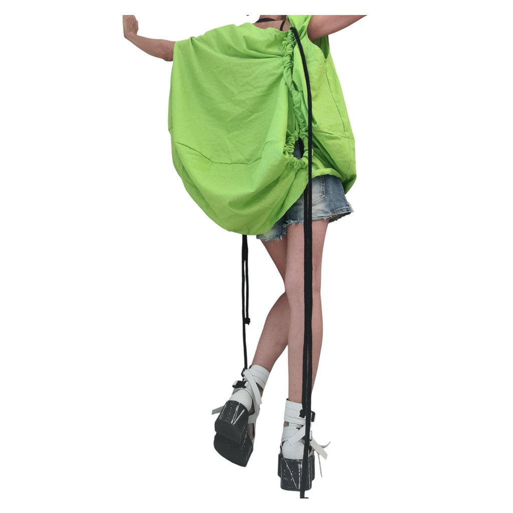 Green Linen Tunic, Oversized Sleeveless Top, Loose Summer Linen Blouse