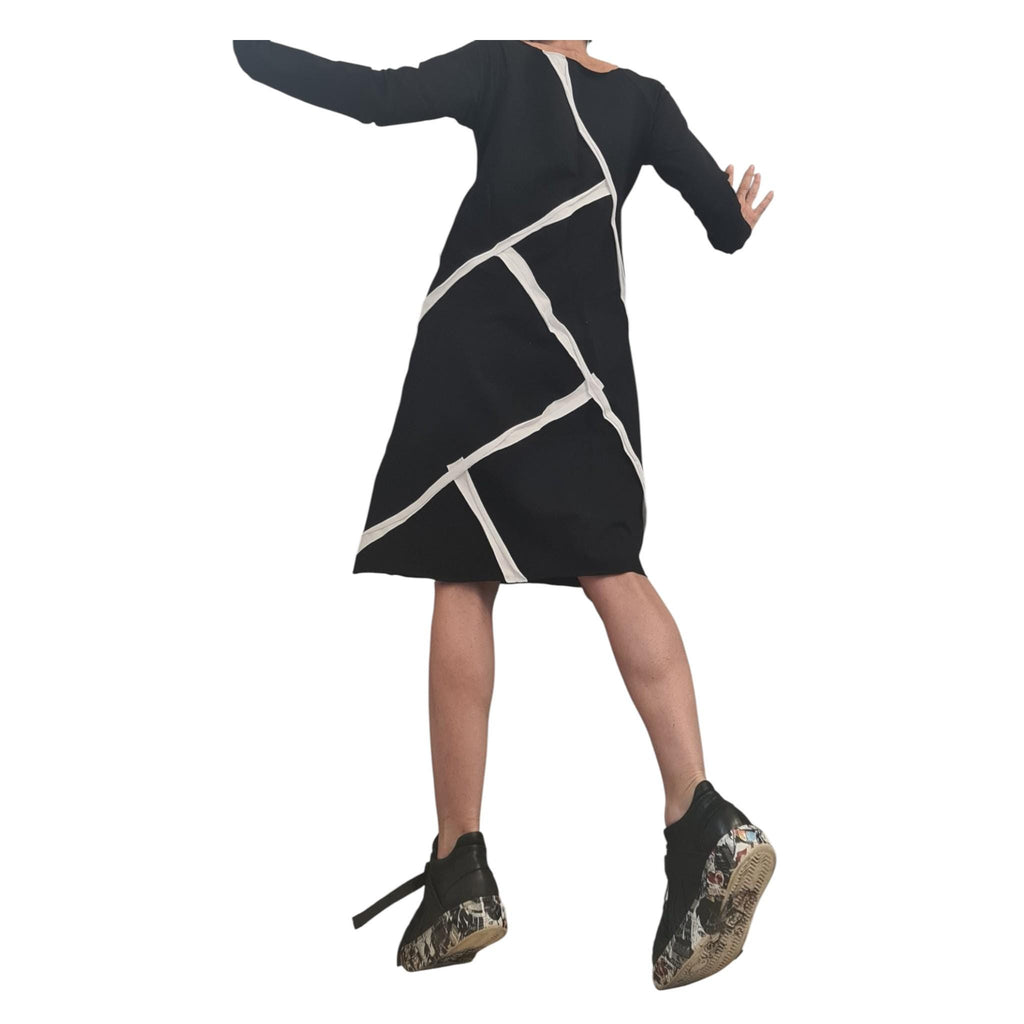 Black and White One Shoulder Dress, Plus Size Clothing