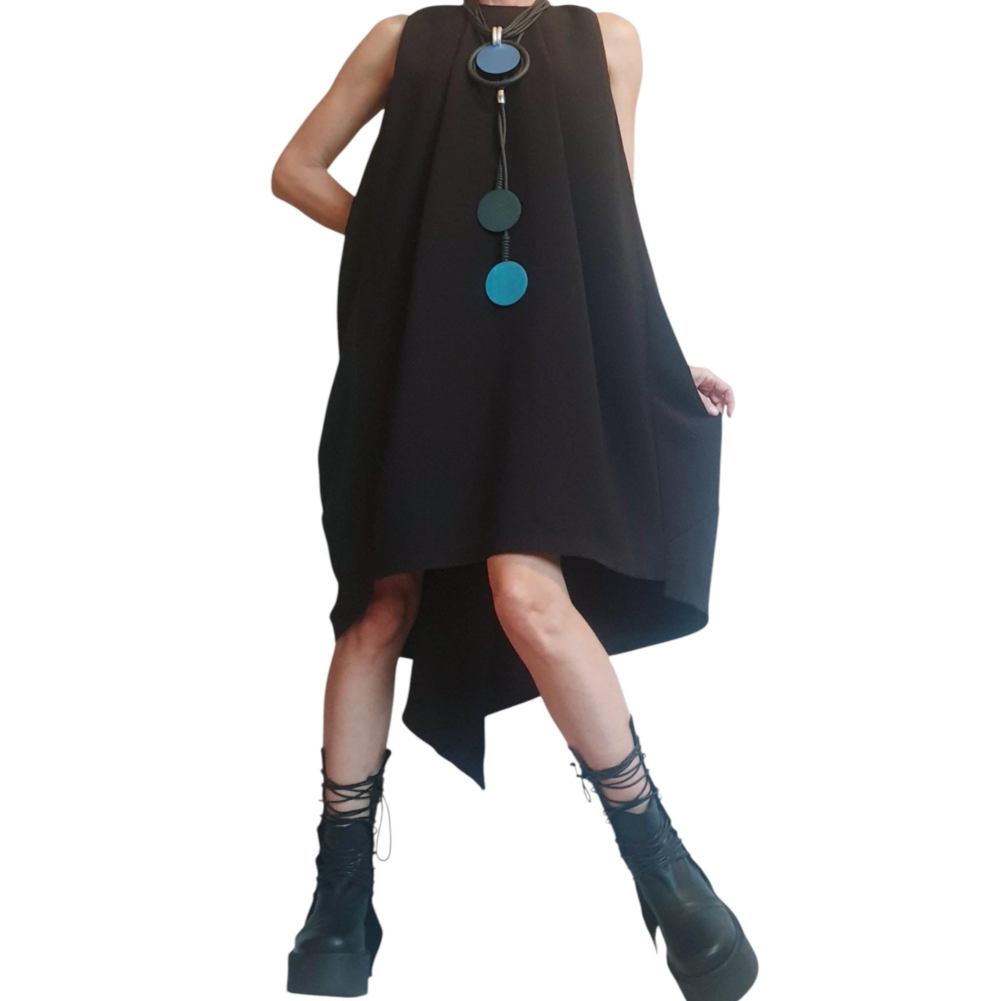 Asymmetric Dress, Cocktail Dress, Black Extravagant Dress, Avant Garde Dress, Sleeveless Dress, Futuristic Dress, Sexy Dress,