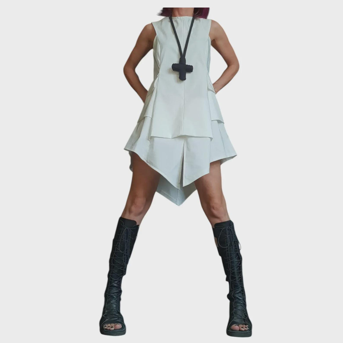Royal Blue Extravagant Sleeveless Dress, Plus Size Futuristic Clothing