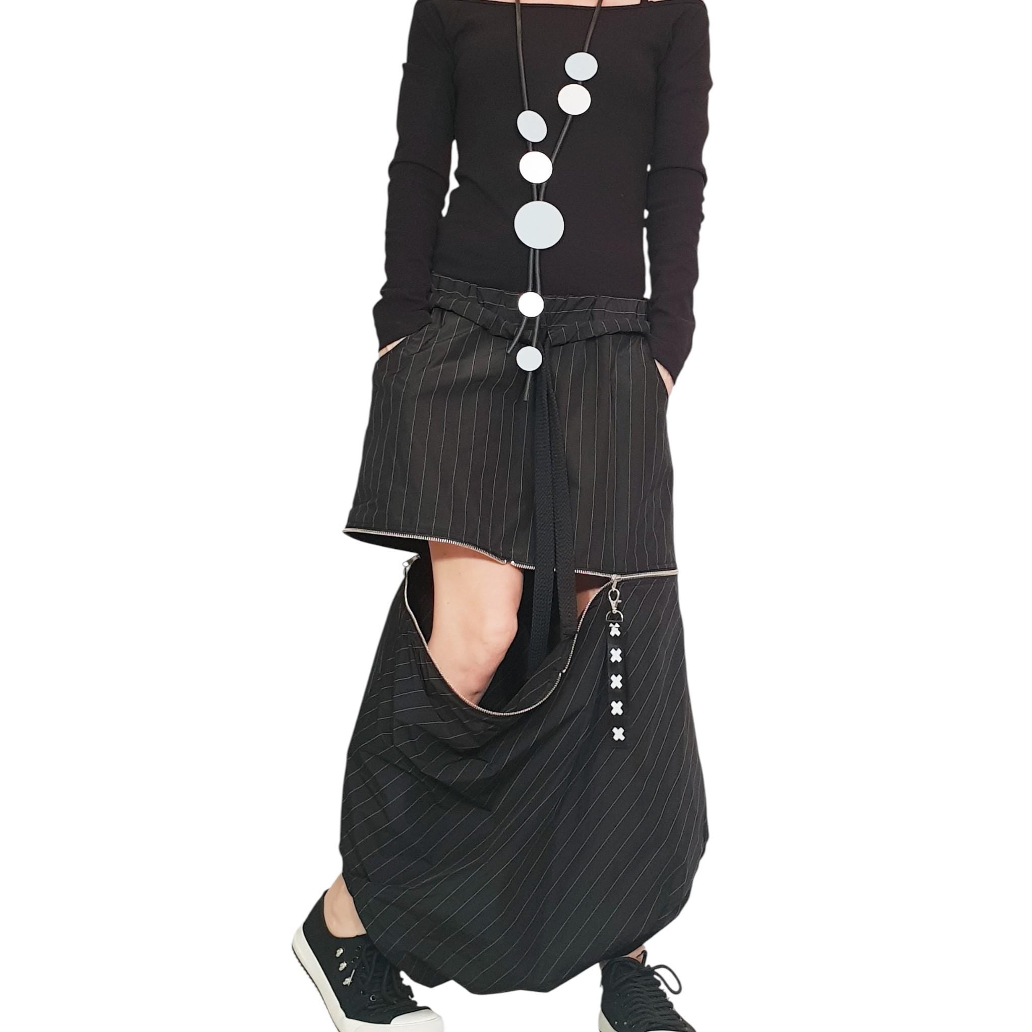 Extravagant Skirt Pants/Asymmetric Skirt Pants/Extravagant Harem Pants/Baggy Pants/Short Black Pants/Casual Harem Trousers