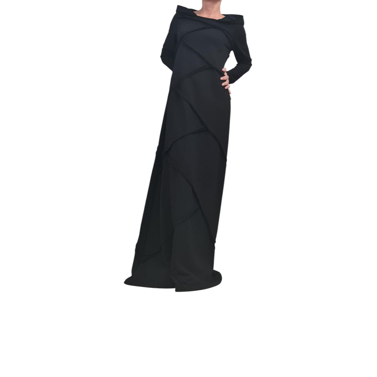 Hooded Black Maxi Dress: Relaxed Cotton Kaftan (XS to 5XL)