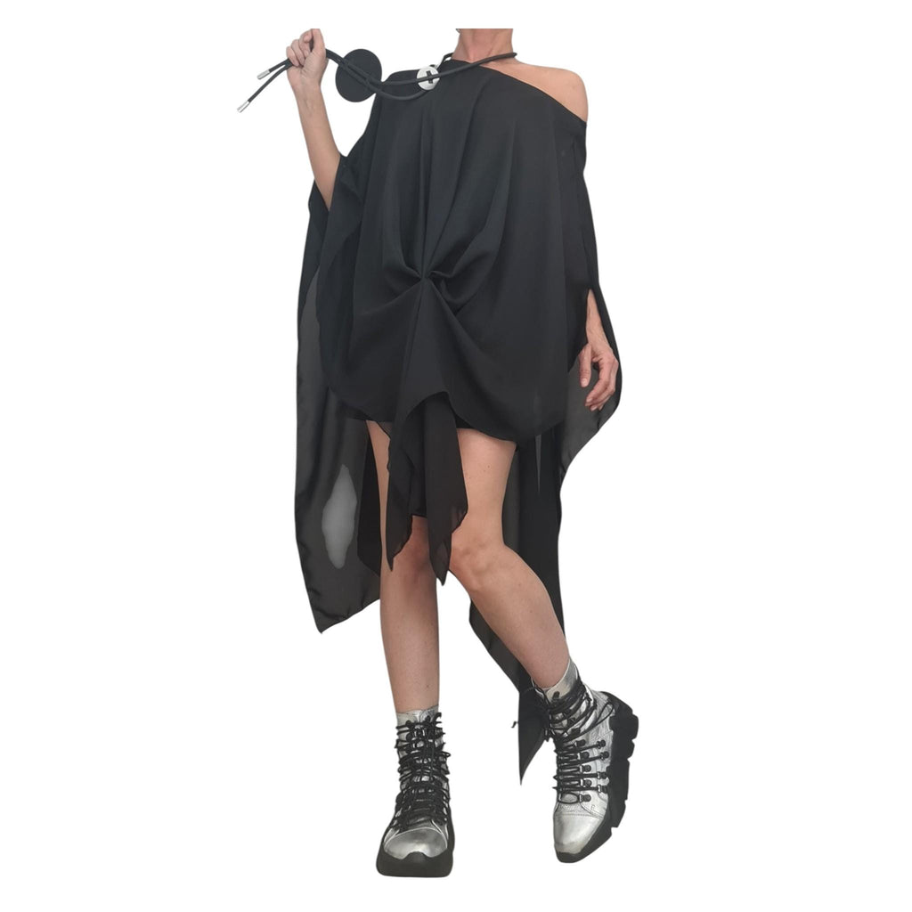 Asymmetric Midi Dress, One Shoulder Cocktail Tunic, Plus Size CottonTulle Dress