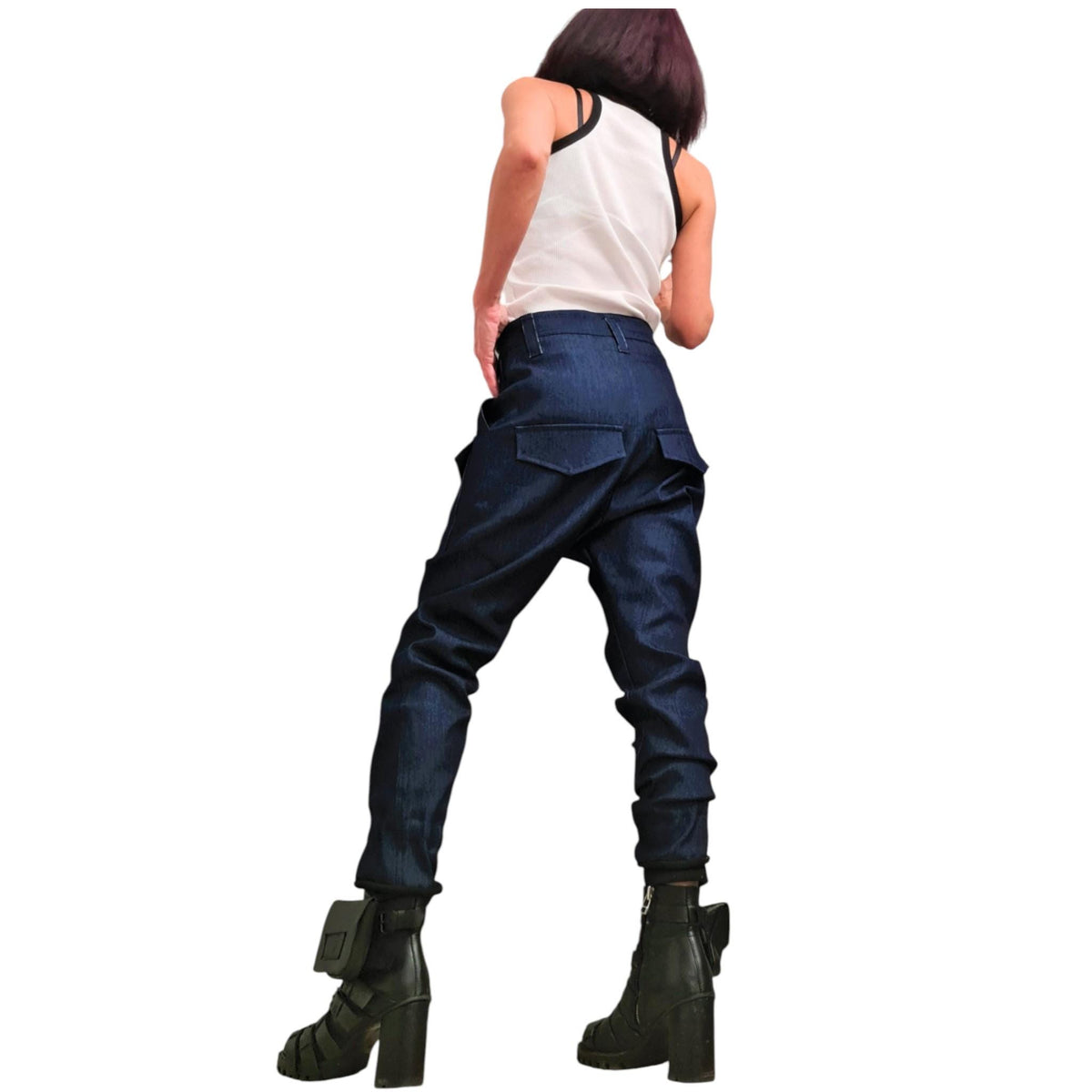 Denim Harem Pants: Urban Casual Style (Loose Fit, Pockets)