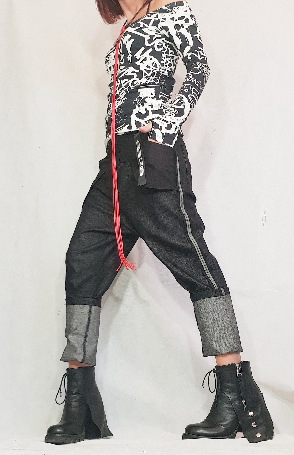 Denim Wide Leg Pants, Extravagant Style, External Pockets