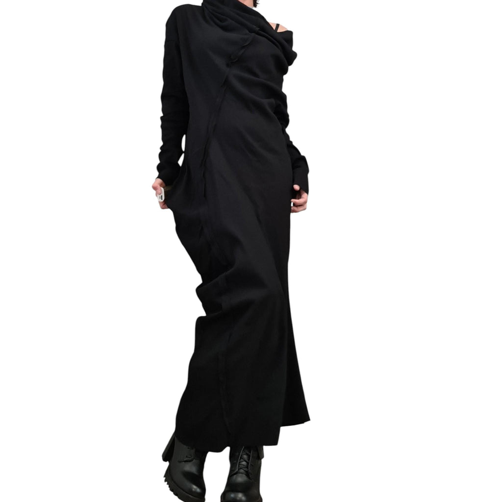 Extravagant Dress, Asymmetric Dress, Black Cotton Dress, Plus Size Clothing, Blouson Dress, Sexy Dress, Long Sleeve, New collection