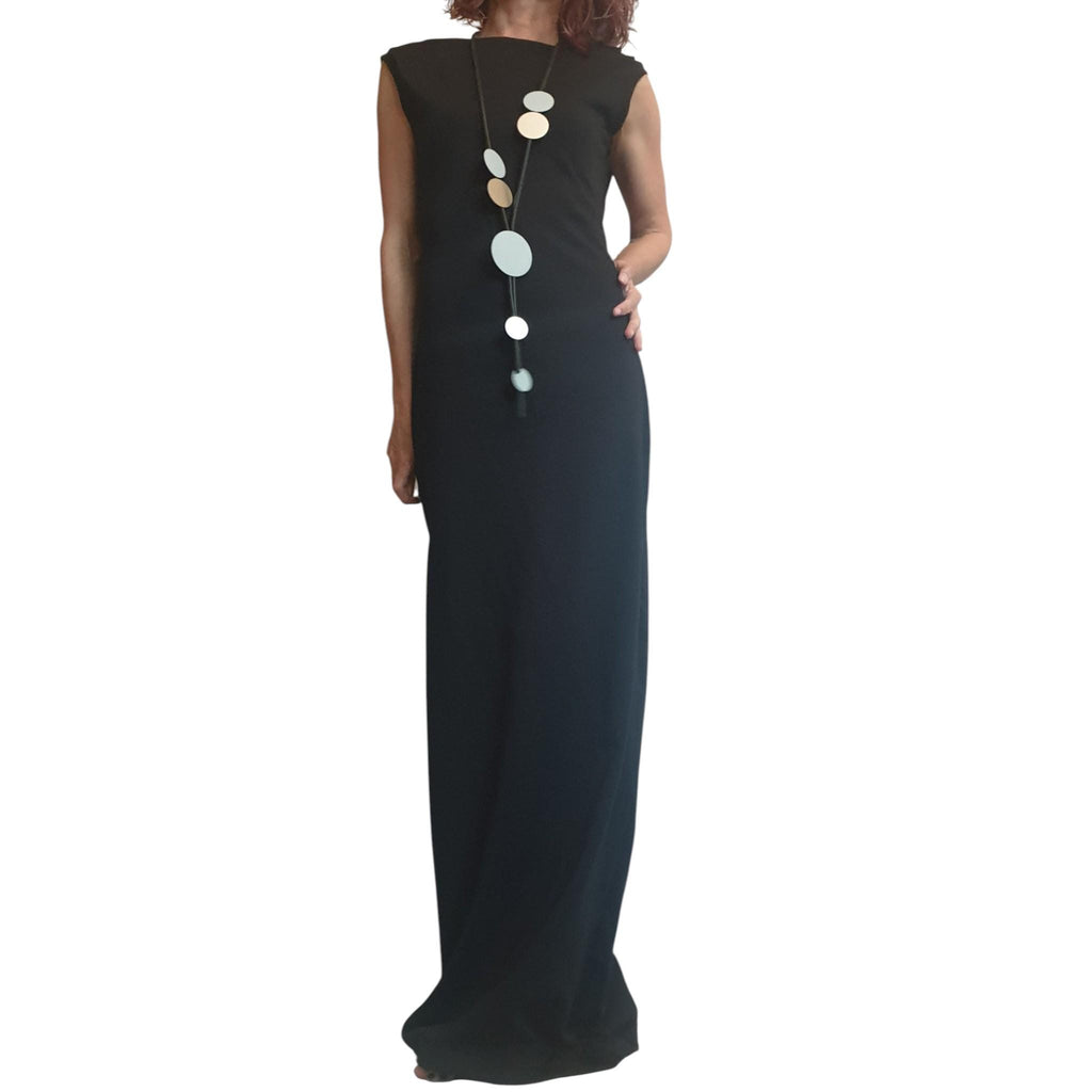 Black Gothic Maxi Dress Open Back Cotton French Terry Sleeveless Long Dress Women