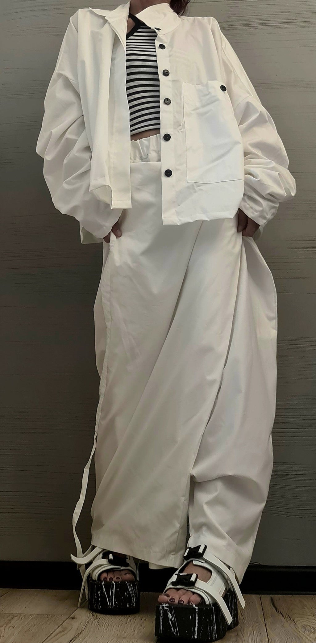 Royal Blue Cotton Harem Skirt Pants, Deep Drop Crotch, Oversized Shirt Co-Ord Set