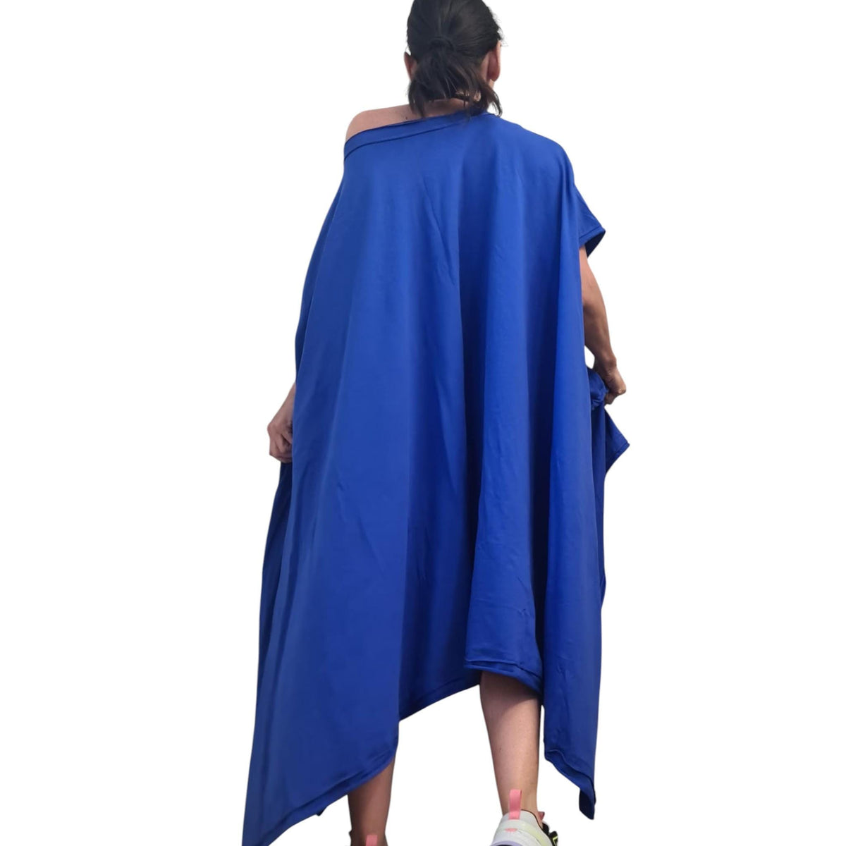 Royal Blue Asymmetrical Cotton Tunic, Loose Oversize Style, Plus Size Dress