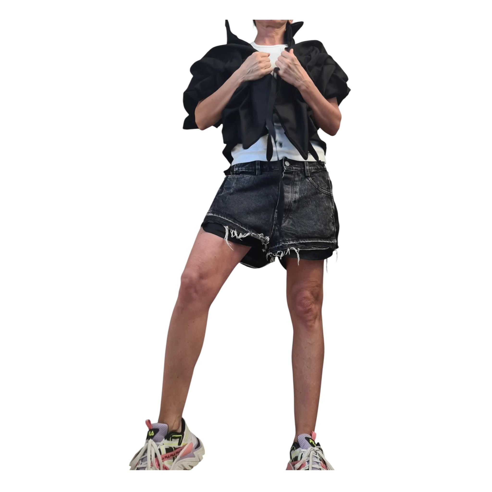 Black Denim Extravagant Jacket, Women Short Jacket, Asymmetric Jacket