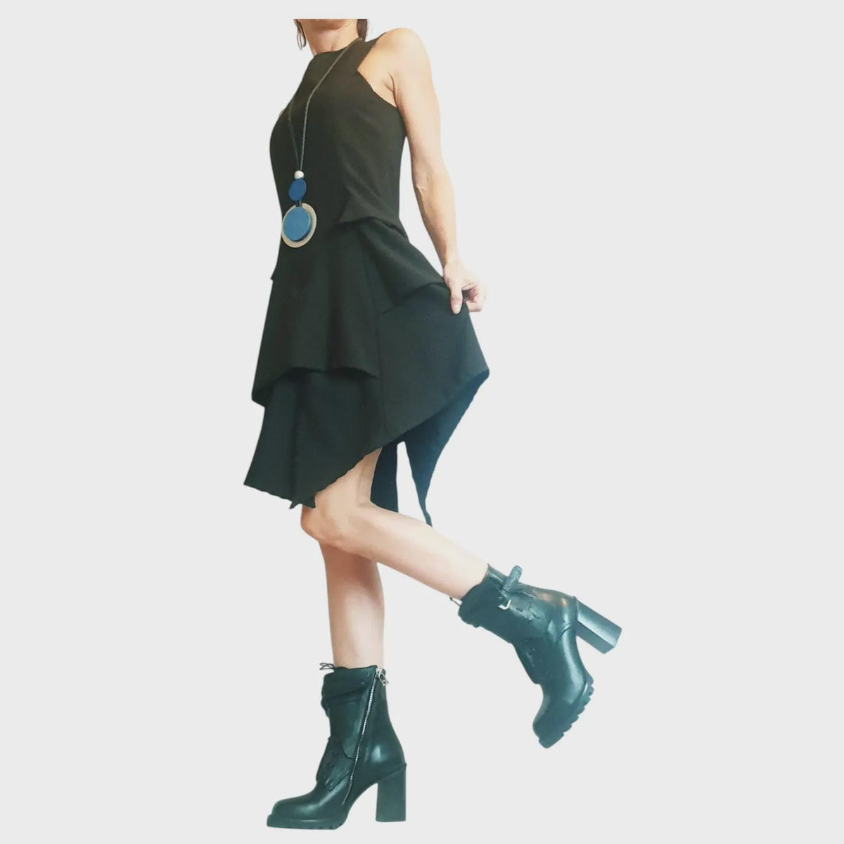 Royal Blue Extravagant Sleeveless Dress, Plus Size Futuristic Clothing