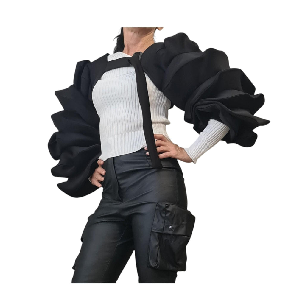 Wedding Cover Up, Black Gothic Sleeves, Cocktail Layering Bolero For Women