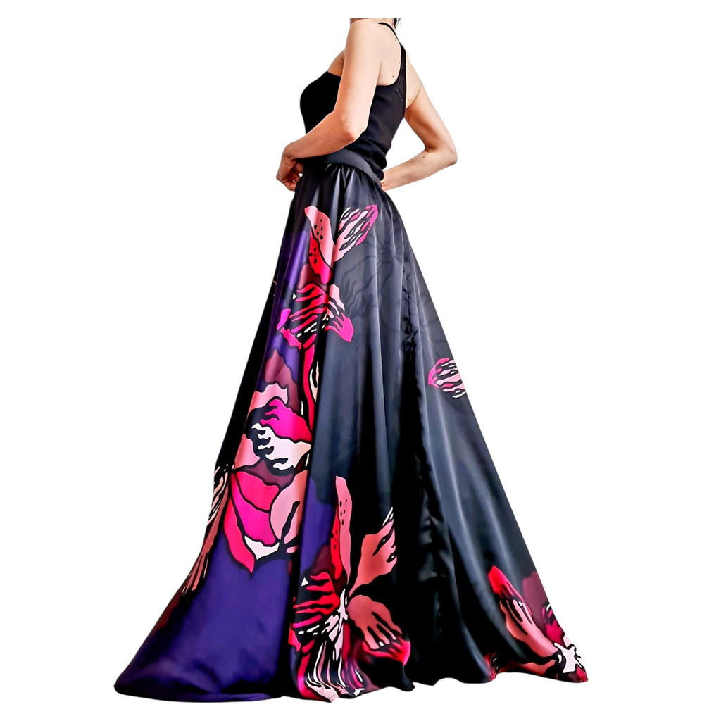 Satin Floral Tulle Bottom, Avant Garde Cocktail Artwear, Statement Party Piece