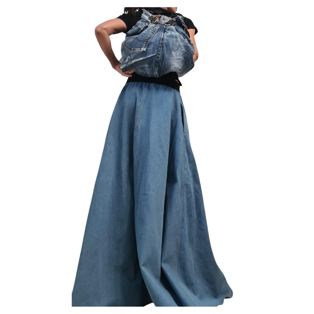 Extravagant Denim Bag, Avant Garde Handmade Bag Backpack