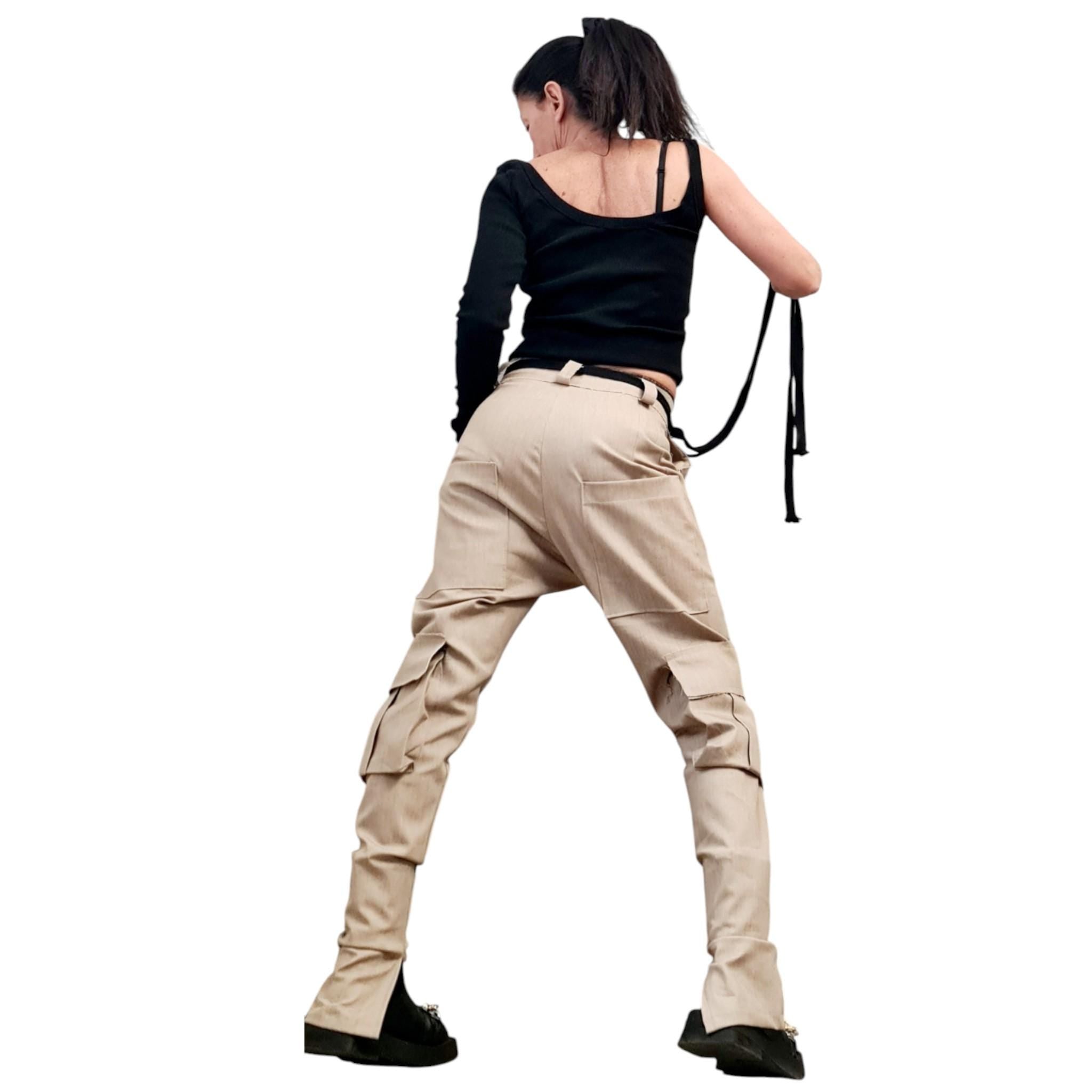 Extravagant Cargo Denim Pants, Fitted Sexy Casual Pants, Outer pockets, New collection DRESSSHOESCODE