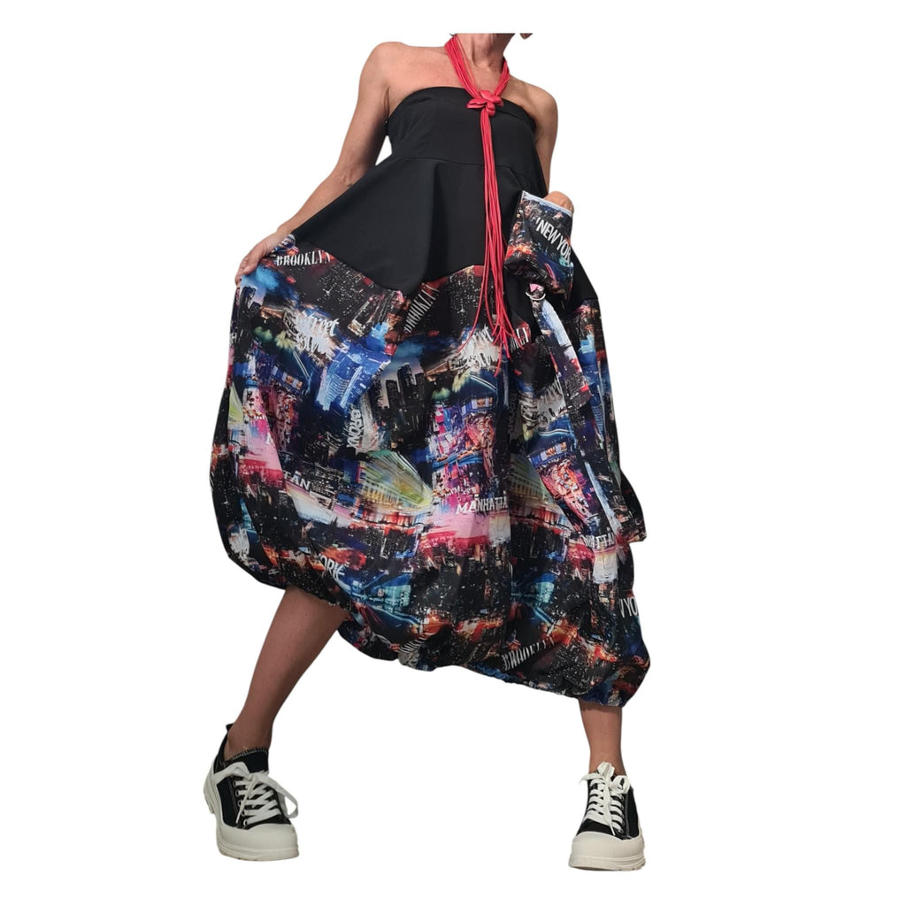 Asymmetric Skirt Dress with Print, High Circle Skirt for Women's