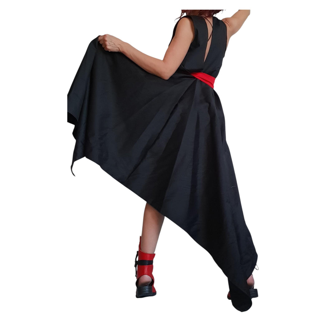 Asymmetric Dress, Black Loose Dress, Extravagant Dress, Sleeveless Dress, Long Short Dress, Plus Size Dress, Gothic Dress