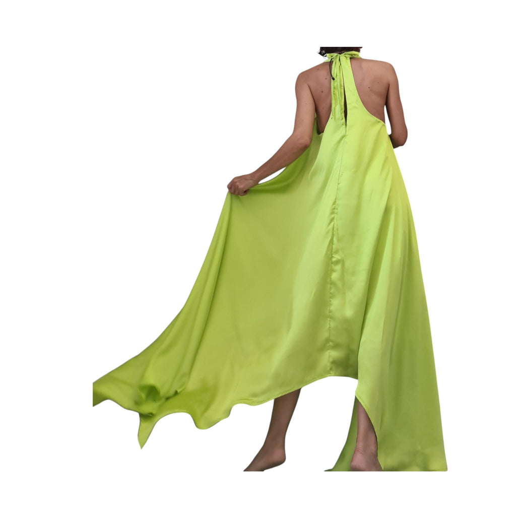 Asymmetric Satin Sleeveless Long Short Party Wedding Dress