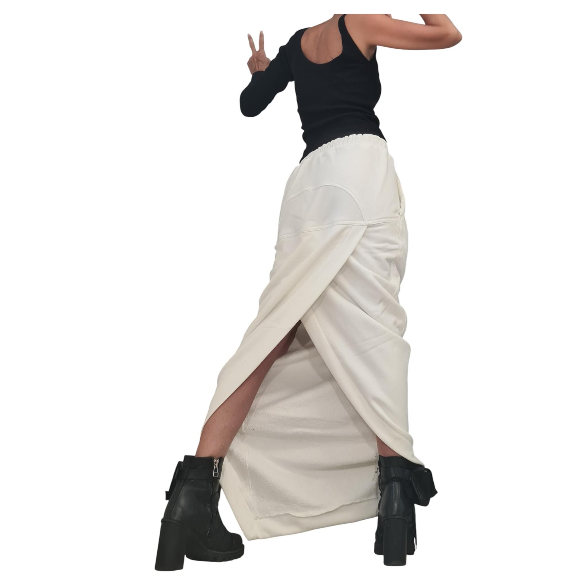 New collection White Extravagant Cotton Skirt, A Line Skirt, Long Slit Skirt, Gothic Skirt, Asymmetric Skirt, Sexy Skirt