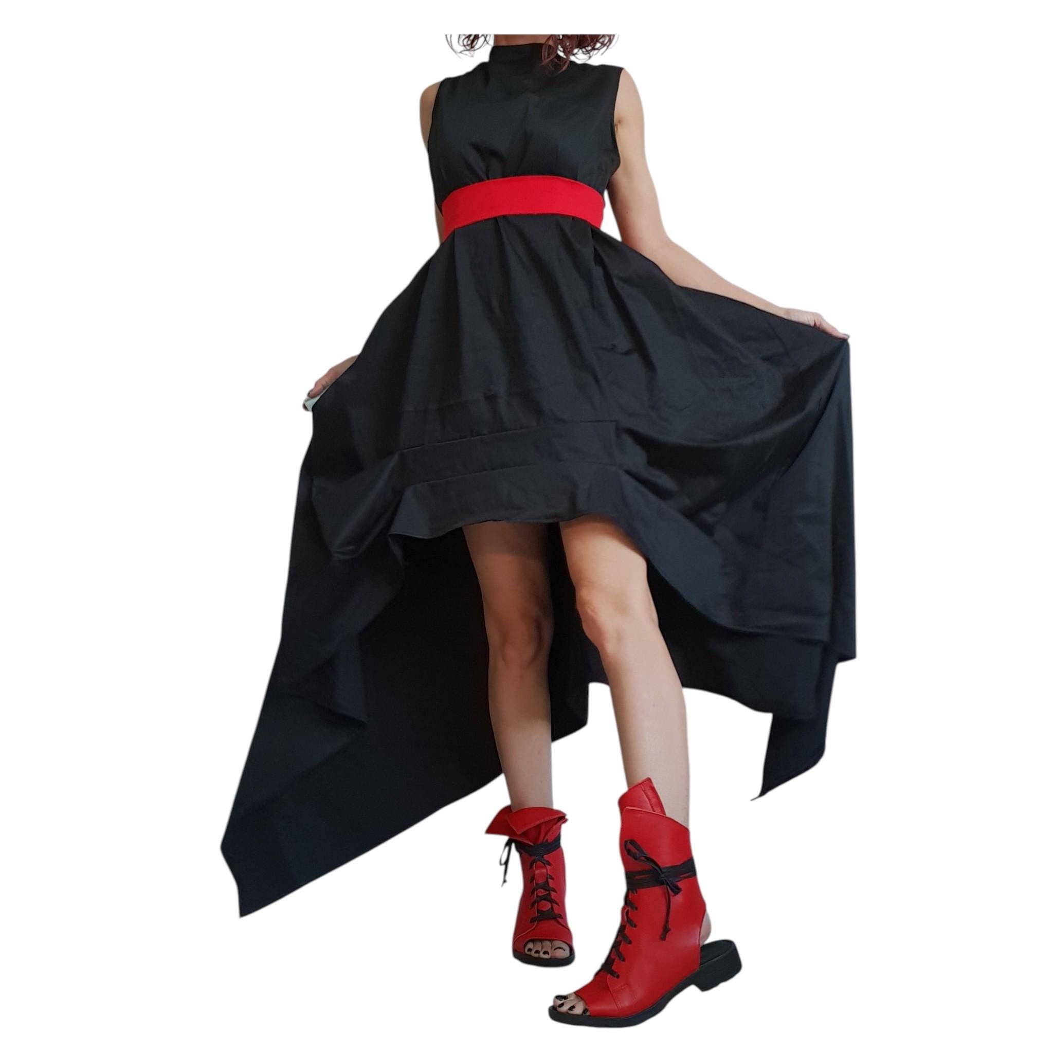 Asymmetric Dress, Black Loose Dress, Extravagant Dress, Sleeveless Dress, Long Short Dress, Plus Size Dress, Gothic Dress