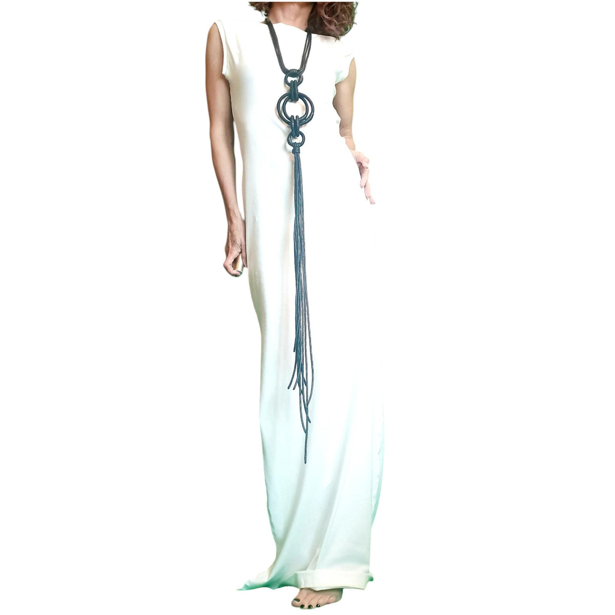 Black Gothic Maxi Dress Open Back Cotton French Terry Sleeveless Long Dress Women