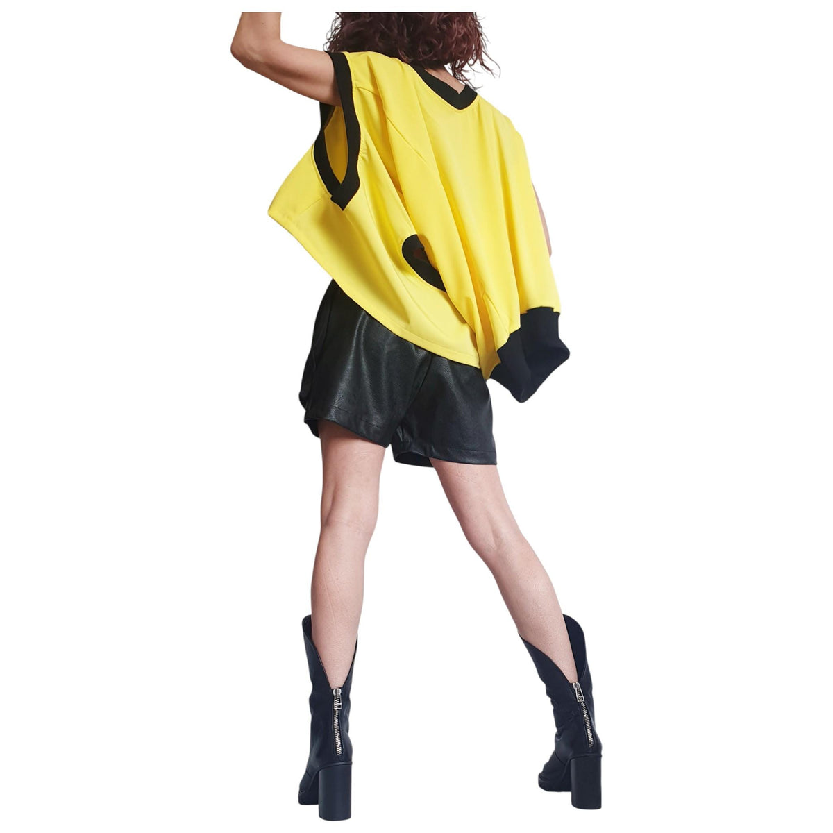 Avant Garde Yellow Skirt, Loose Maxi Asymmetric Oversize Women Clothing, Convertible Outfit