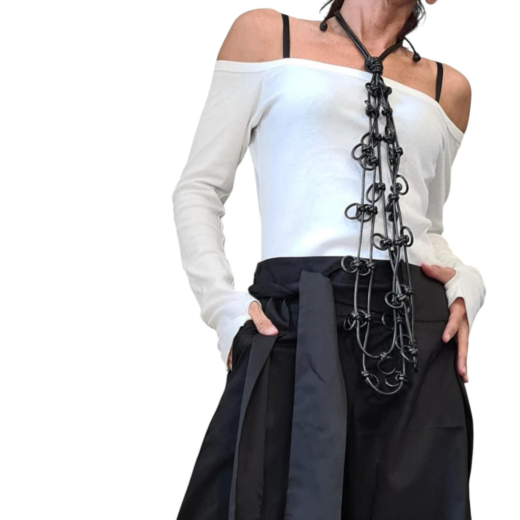 Handmade Black Gothic Necklace, Avant Garde Extravagant Jewelry