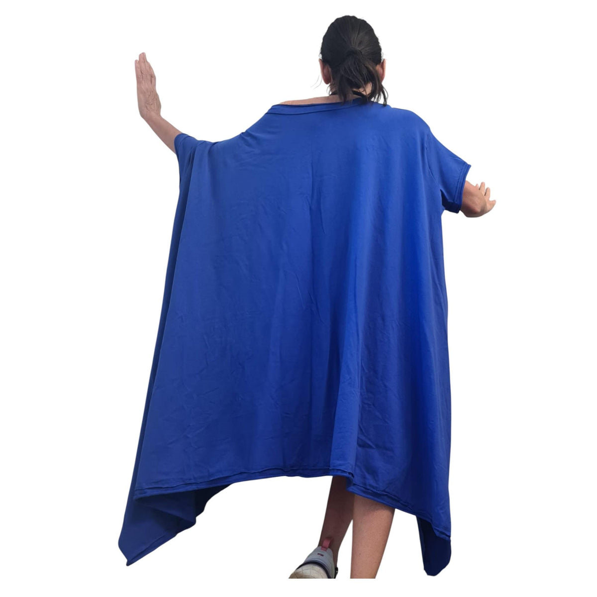 Royal Blue Asymmetrical Cotton Tunic, Loose Oversize Style, Plus Size Dress