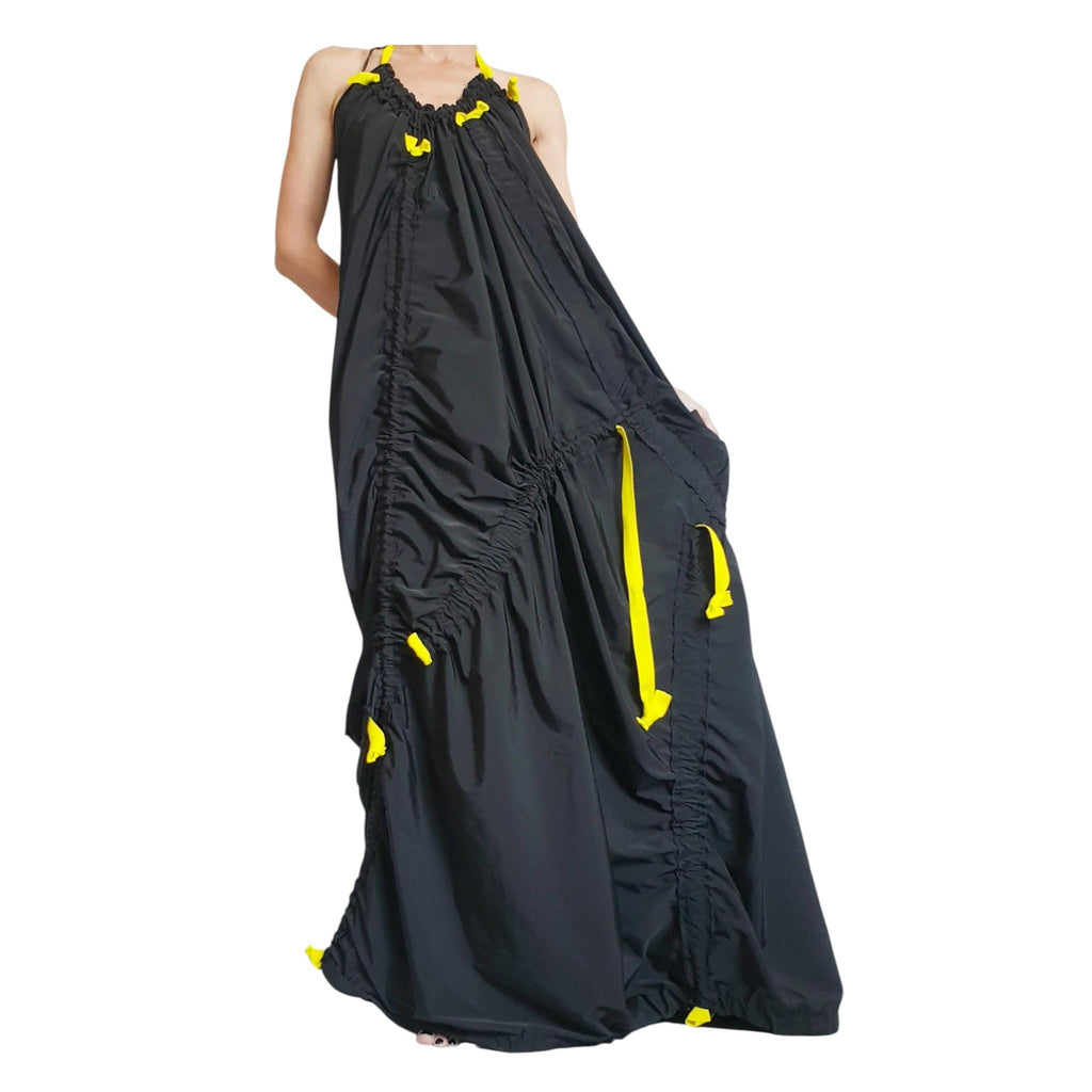 Black Maxi Kaftan Dress, Taffeta Sleeveless Loose Caftan, Plus Size Clothing