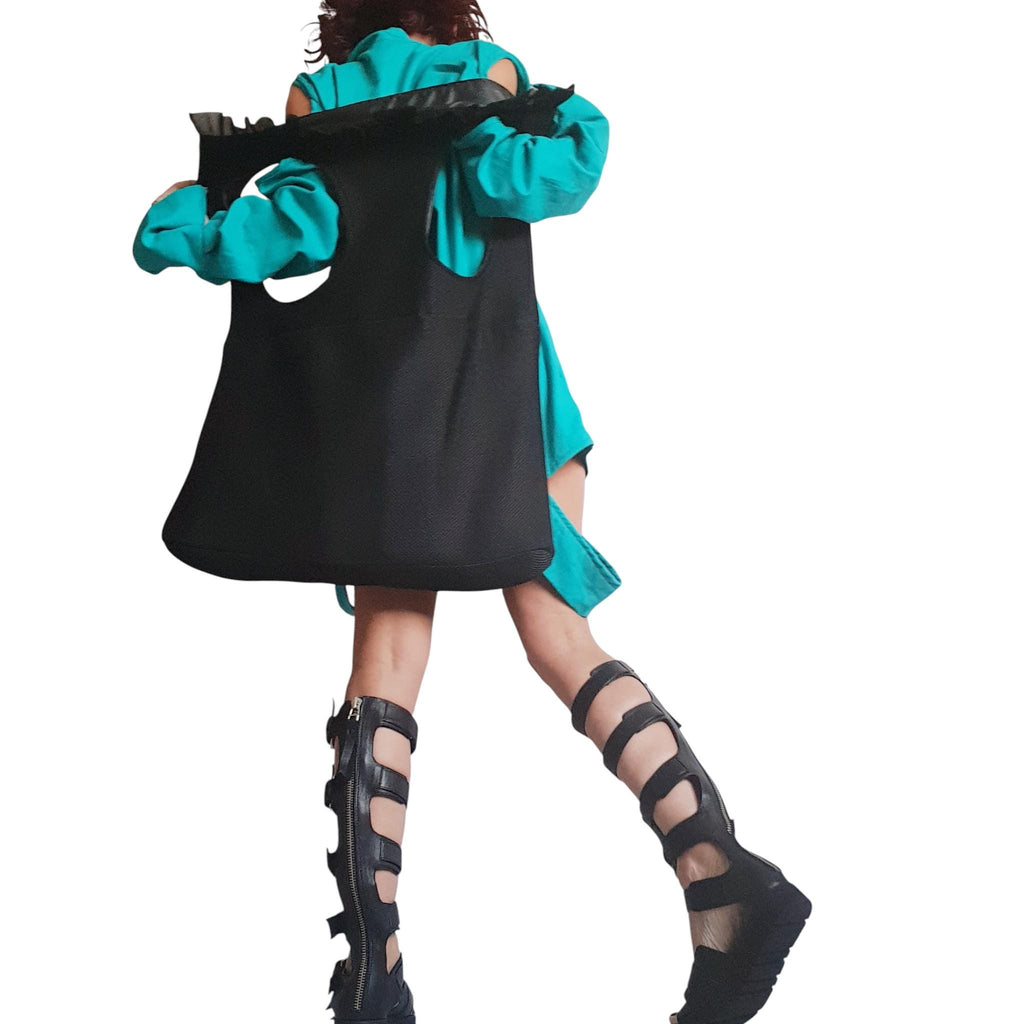 Turquoise Linen Tunic Dress, Oversized Fit