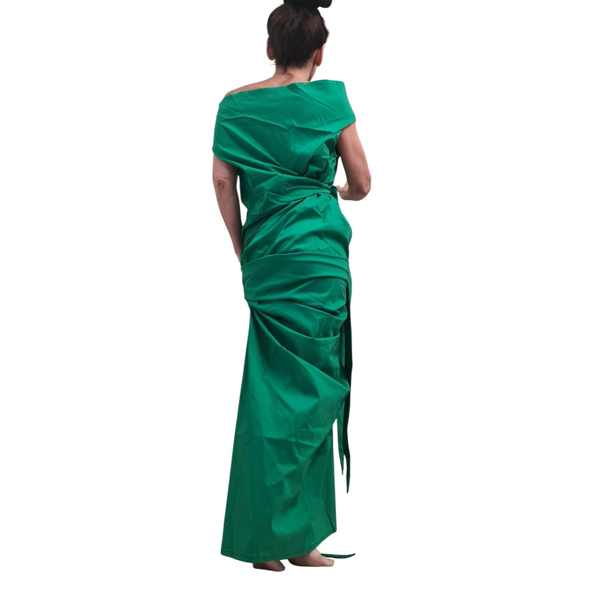 Emerald Green Long Dress | Asymmetric Body Contour Silhouette | fashion for women | avant garde
